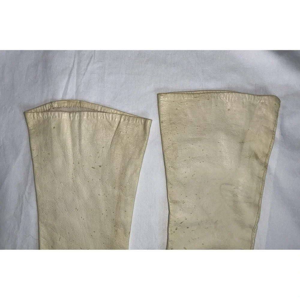 Vintage Kid leather gloves silk Lined made in France 14‎ inches